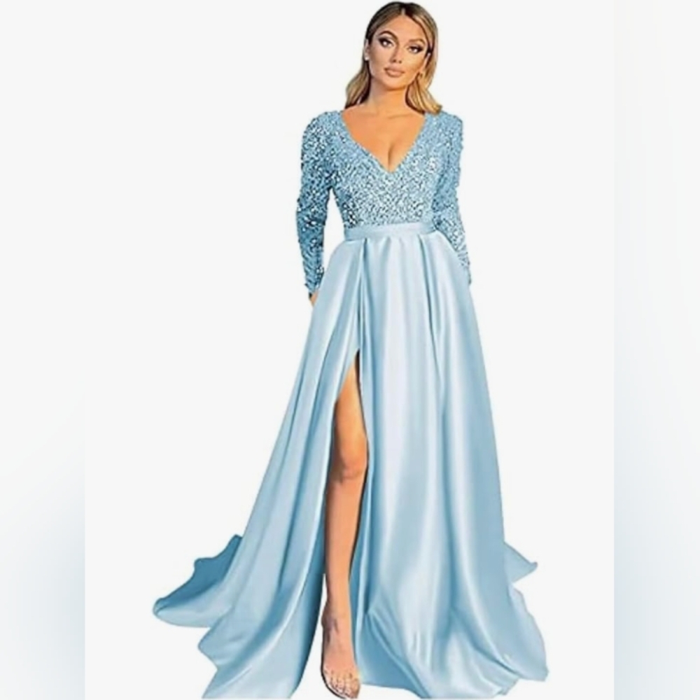 Sequin & Silk Long Sleeve Ladies Dress